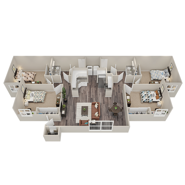 D1 Premium: 4BD | 2BA | 1200 SF - Arches On The Lake Student Living