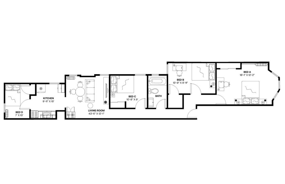 Building Photo - Private bedroom in 4 bed/1 bath Home