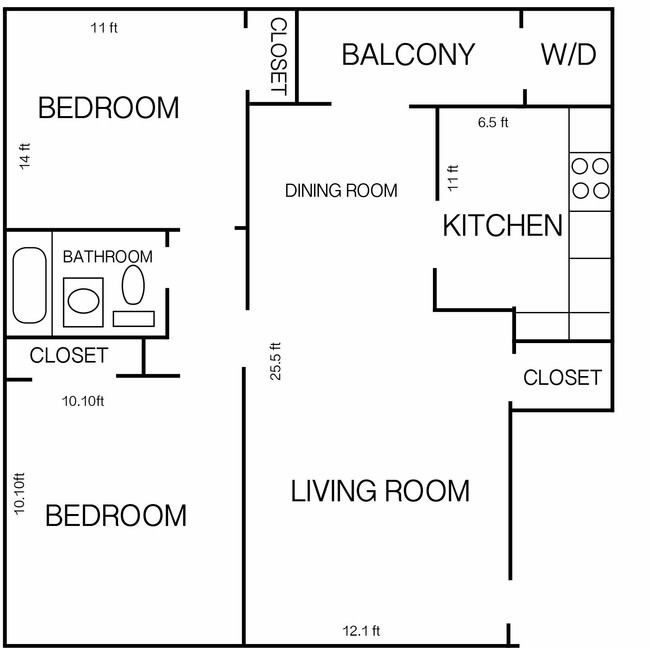 2BR/1BA - Village Court