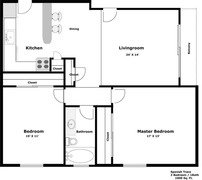 2BR/1BA - Spanish Trace Apartments