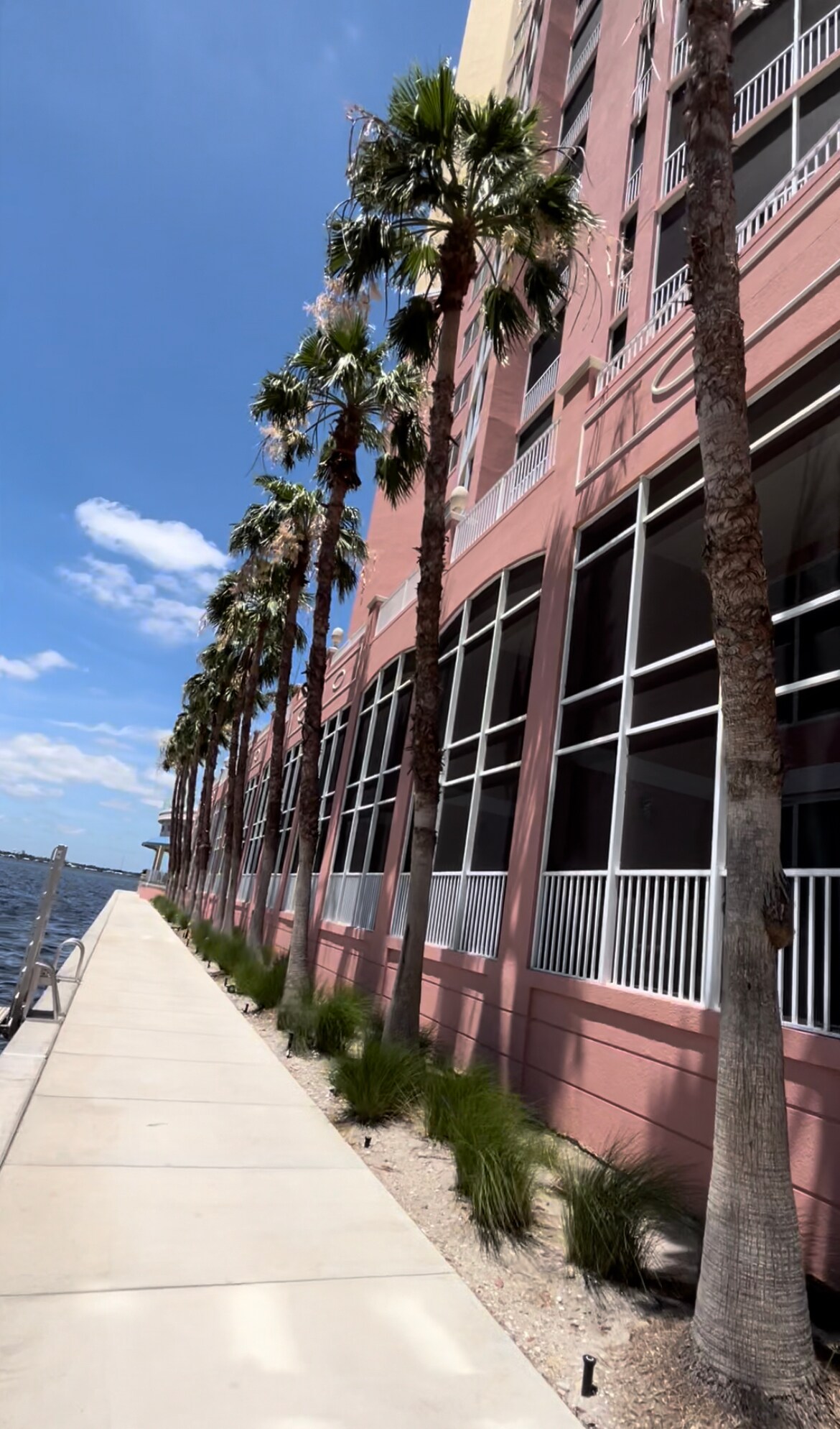 The riverwalk area with kayak lift on the left side of the path, ground level - 2743 1st St