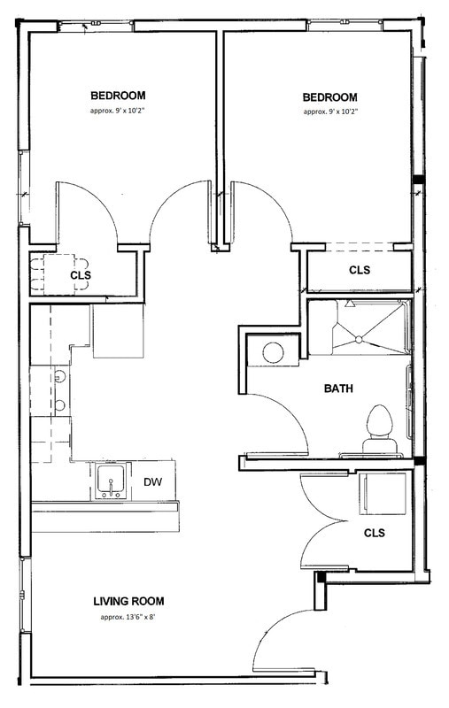 E2 Northeast Corner - 2bd/2person (floor plan) - The Elements