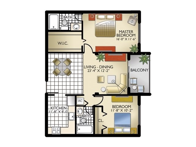 2BR/2BA - Lago Club Apartments