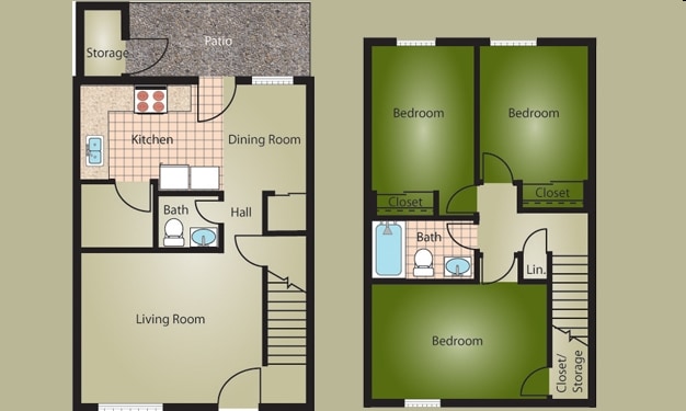 3BR/1.5BA - Highland Village Apartments