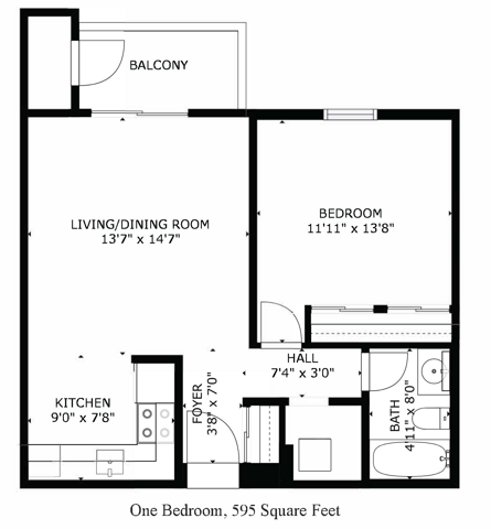 1 Bedroom 595 Sq Ft - Bay Ridge Apartments