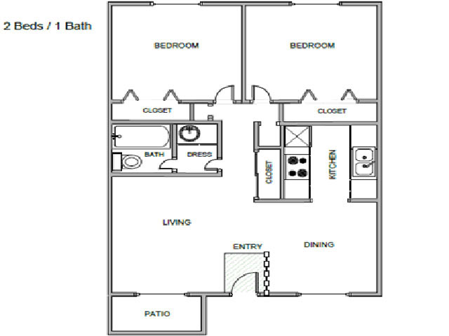 2BR/1BA - Borders Apartment Homes