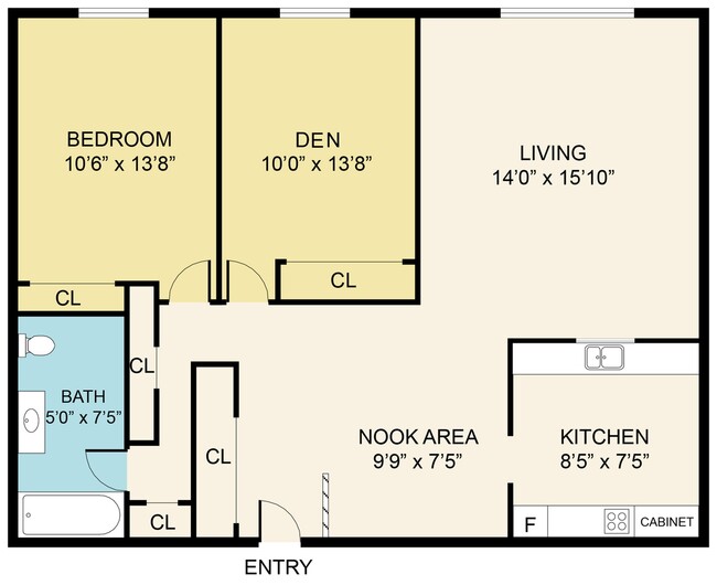 1 Bed 1 Bath with Den - The District on Riverside