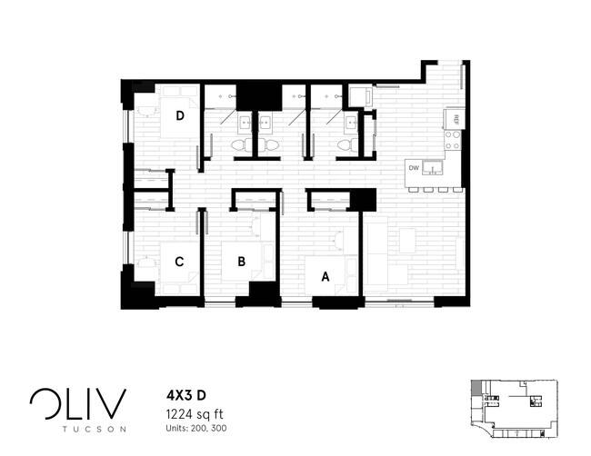 Four Bedroom Floor Plan - oLiv Tucson