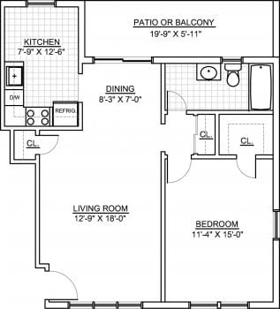1BR/1BA - Chestnut Willow