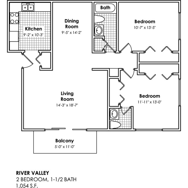 2BR/1.5BA - River Valley Manor Apartments