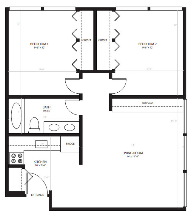 2 Bed / 1 Bathroom 660 sq ft - 520 Packard St