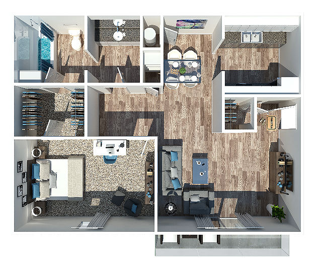 1 Bedroom | 1 Bathroom 810 Square Feet - Watermark