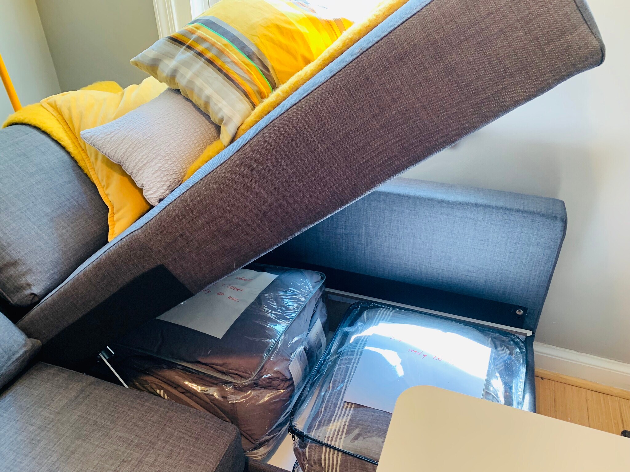 Bedding for the extra couch bed is stored - 2227 10th St NW