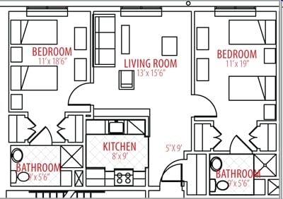 2BR/2BA - Sydenham Commons
