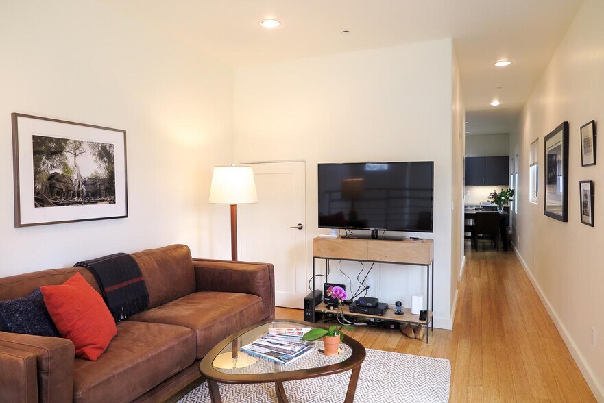 Furnished Living Room & Hallway to Powder Room & Kitchen - 741 Wilcox Ave