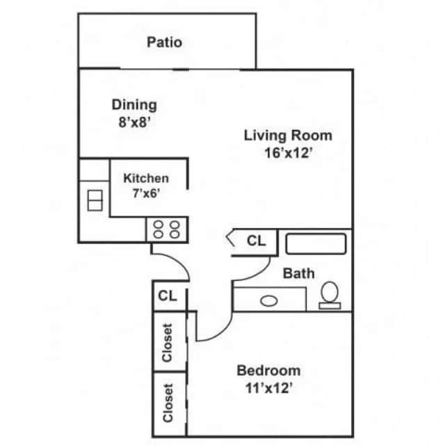 1x1 The Harmony 740 sqft - The Essex