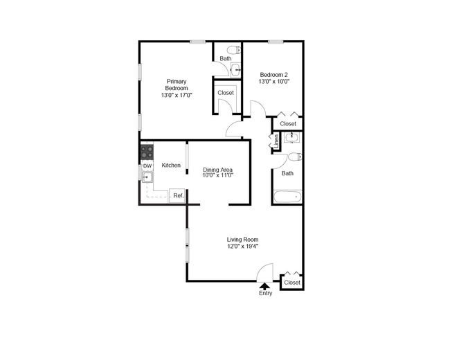 Two Bedroom Lower - Governor Mifflin Apartments