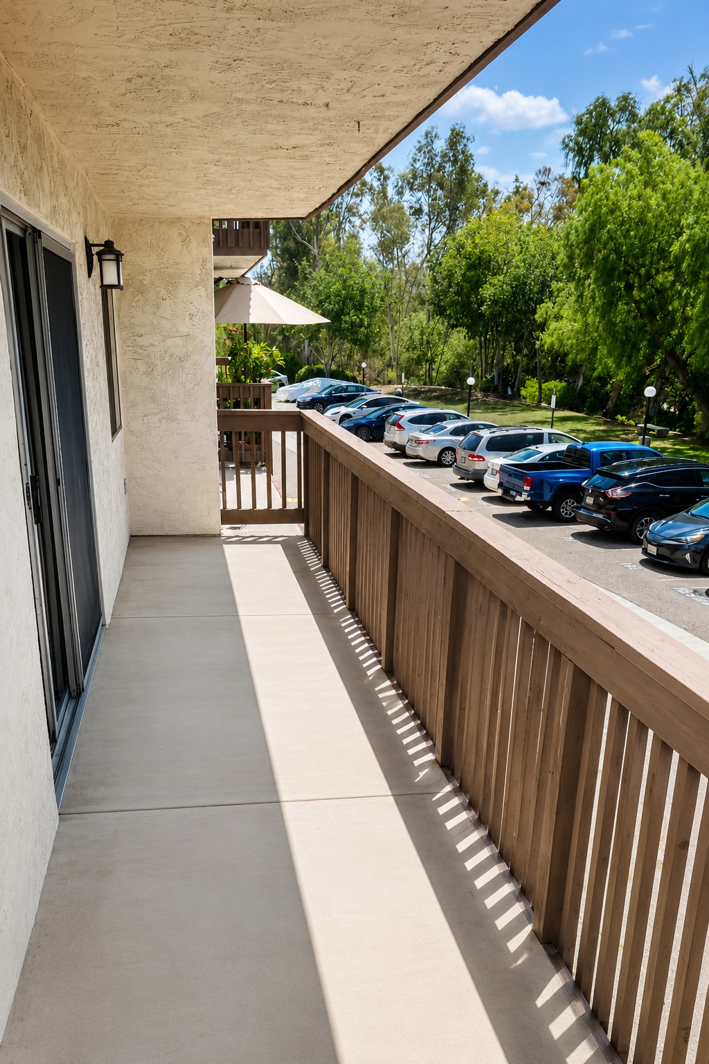Balcony: Very large private balcony extending the length of the condo. - 6191 Rancho Mission Rd