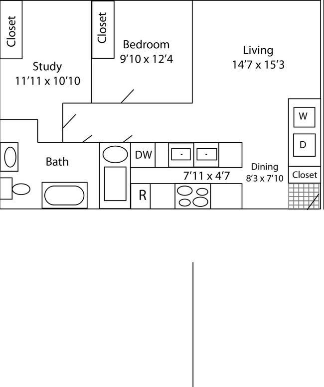 One Bedroom Garden with Study - Sawmill Crossing