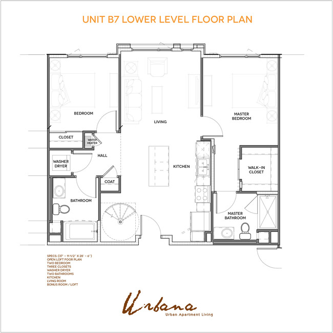 B7 Floorplan (lower level) - Urbana Chula Vista Luxury Apartments