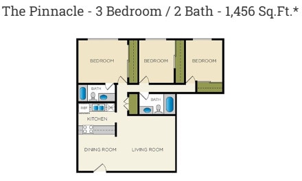 Modern 3-bedroom, 2-bath apartment at evRIA Terraces with 1,466 sq ft of comfort and style. - Evria Terraces (NEW) Apartments