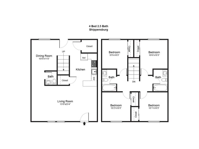 Four Bedroom - Shippensburg Village Townhomes