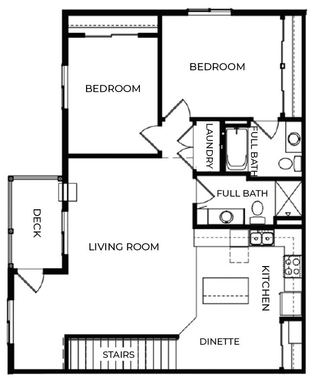 2 Bedroom, 2 Bath Upper Unit - West Side Apartments