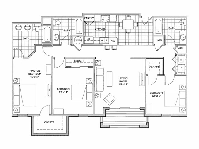 three bedroom | The Abbey | TLC Properties - The Abbey Apartments