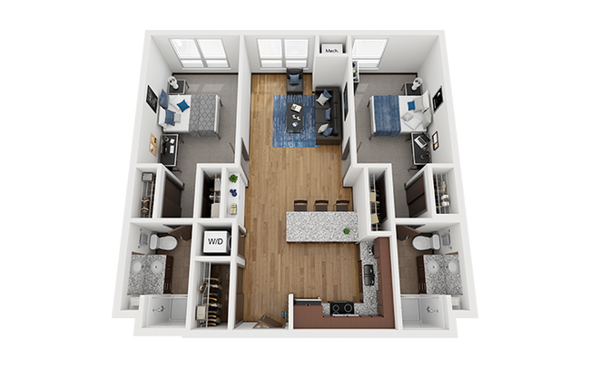 The Bridges Dinkytown B7 2x2 Floor Plan - The Bridges Dinkytown