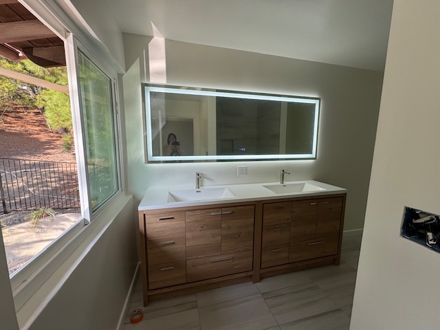 New masterbathroom with dual vanities and great natural light and privacy - 2571 Cordelia Rd