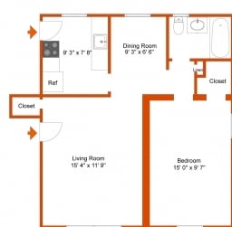 1BR/1BA - Park Towne Apartments