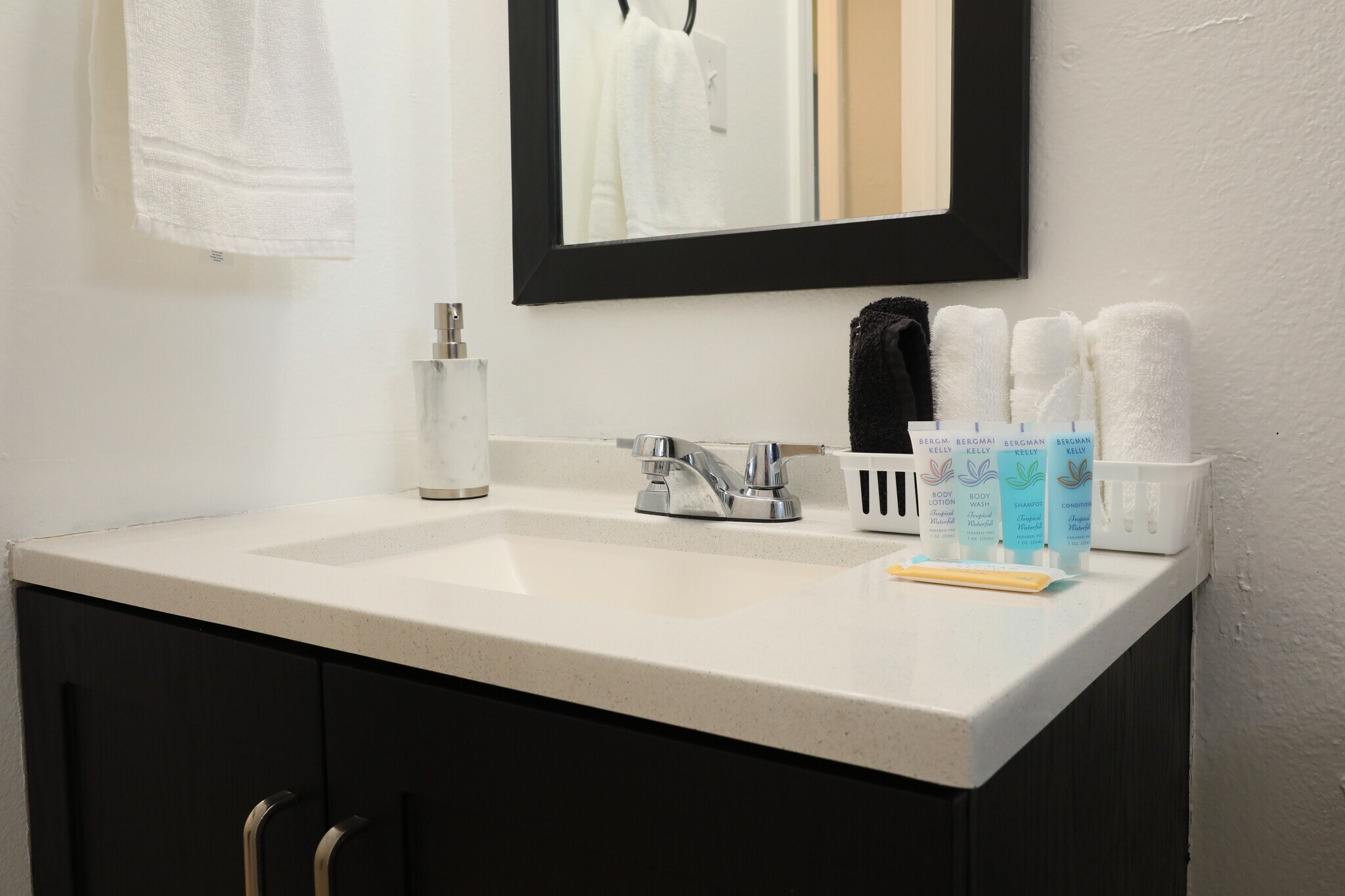 some soaps and towels provided - 8612 Echo St