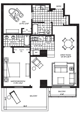 1BR/2BA - The Mark