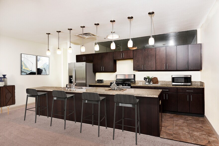 Spacious Kitchen with Island - Apartments at River View