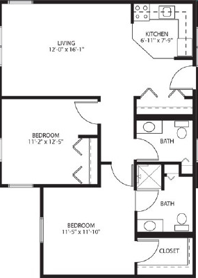 2BR/1.5BA - The Deerfield (Senior 65+)