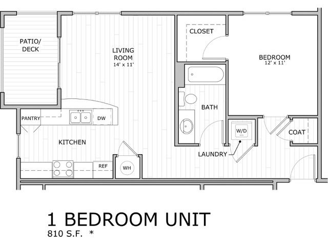 Floor plan image for one bedroom apartment - Coryell Commons