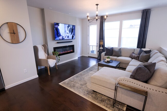 Electric fireplace and TV mount. - 15637 E Broncos Pl