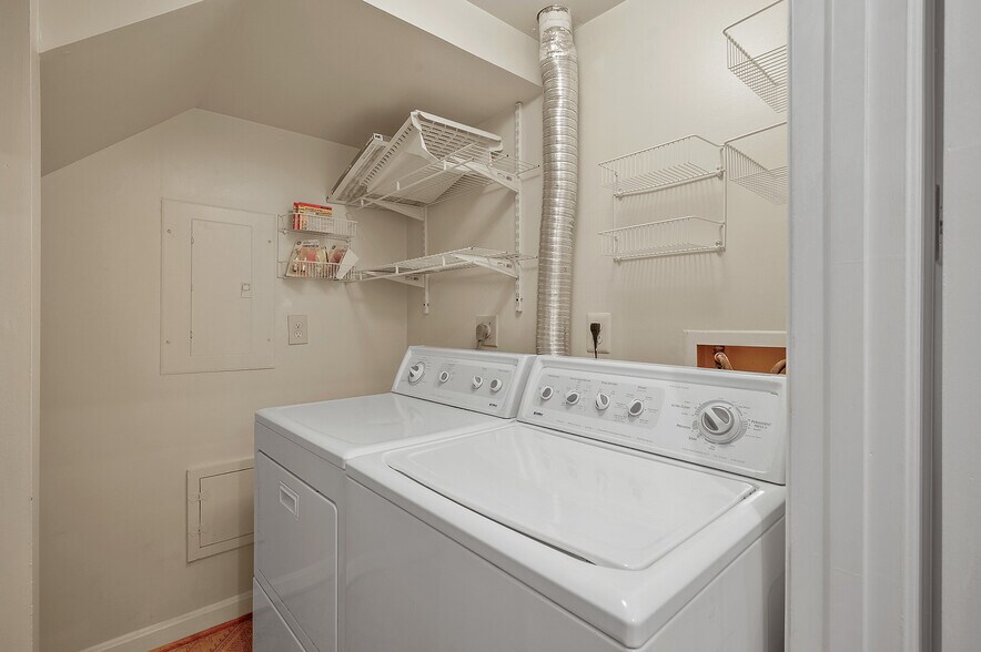1st floor laundry room washer & dryer plus shelving - 1140 N Taylor St