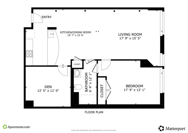 1BR, 1BA - 888SF - The Apartments at Boott Mills