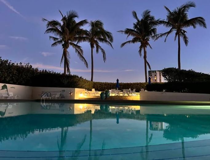Pool at Dusk - 9650 S Ocean Dr