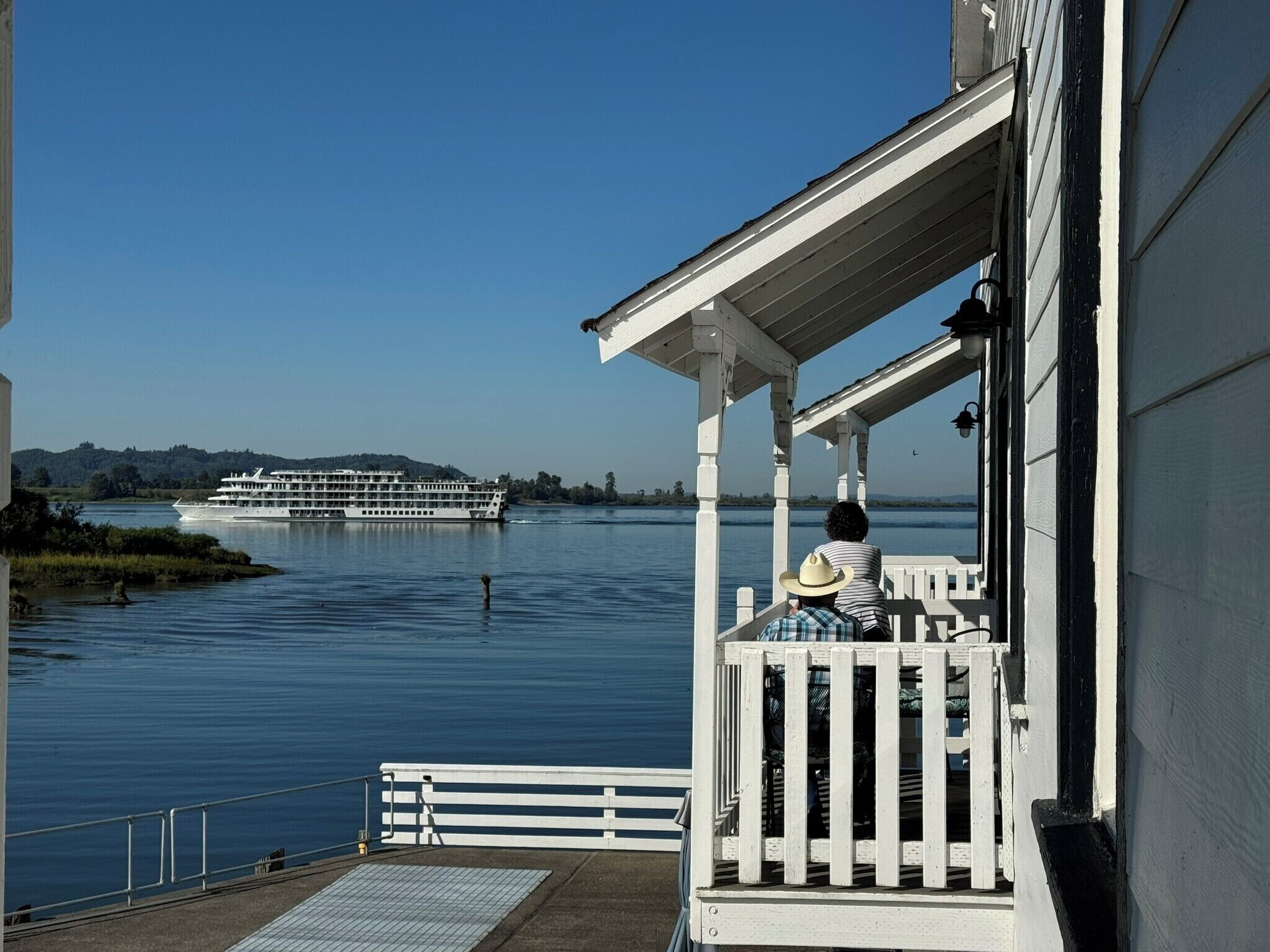 View of passing ship from Balcony. - 957 Steamboat Slough Rd