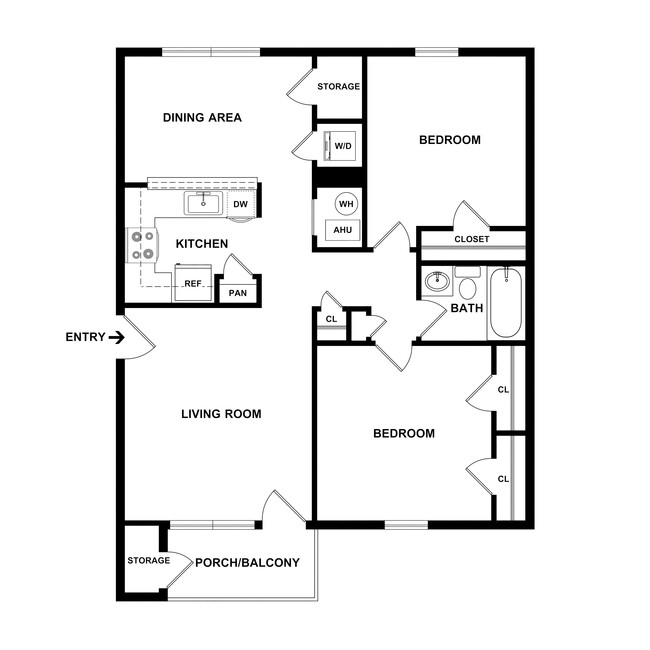 The Waverly - 2 Bedroom, 1 Bath, 896 sq. ft. - Pleasant View Apartments