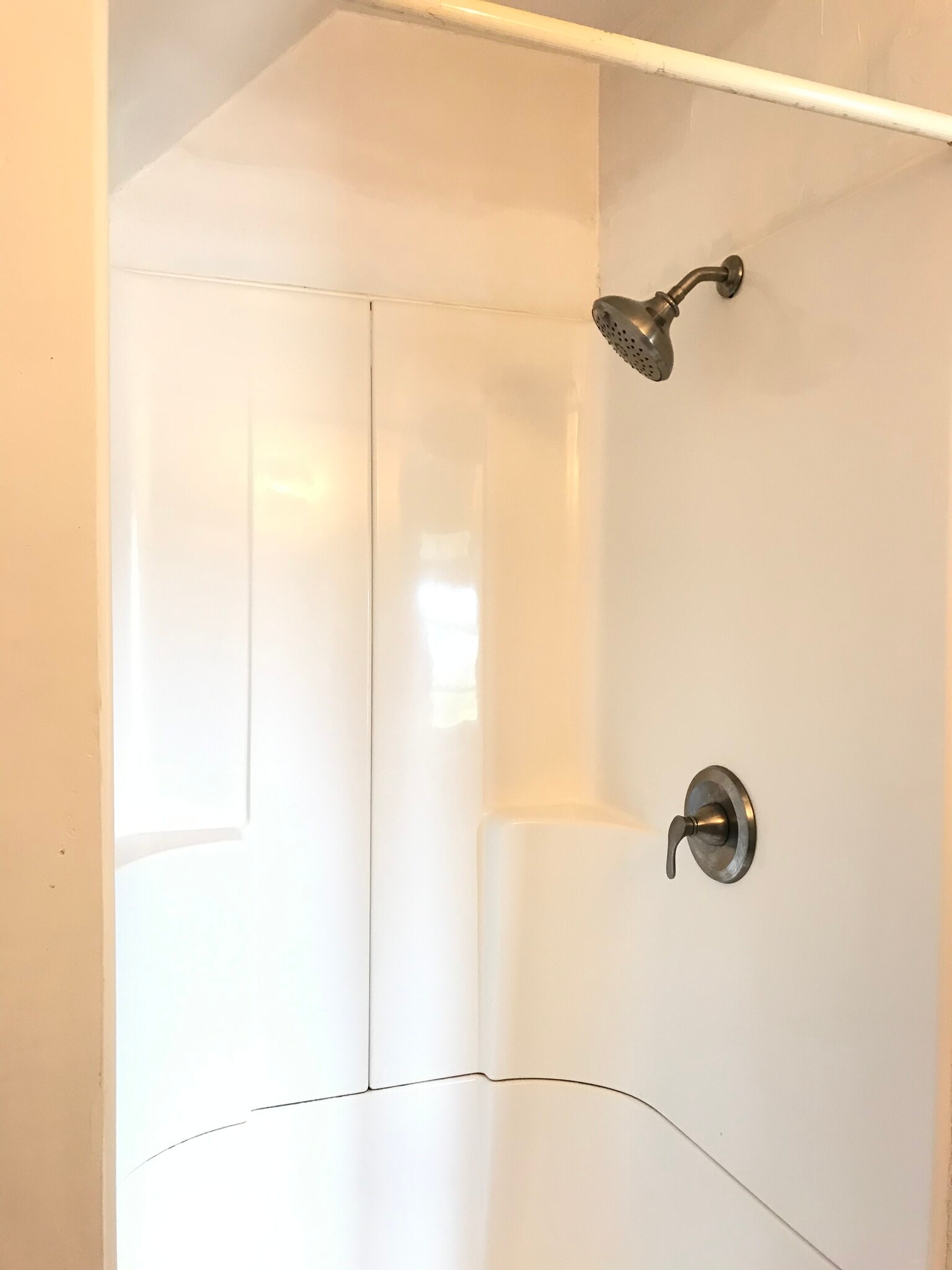 Newer stand-up shower with brushed chrome hardware - 350 Cobun Avenue