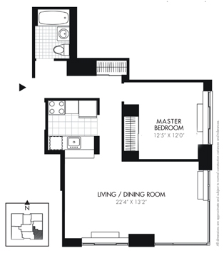 1BR/1BA A - 33 West End Ave