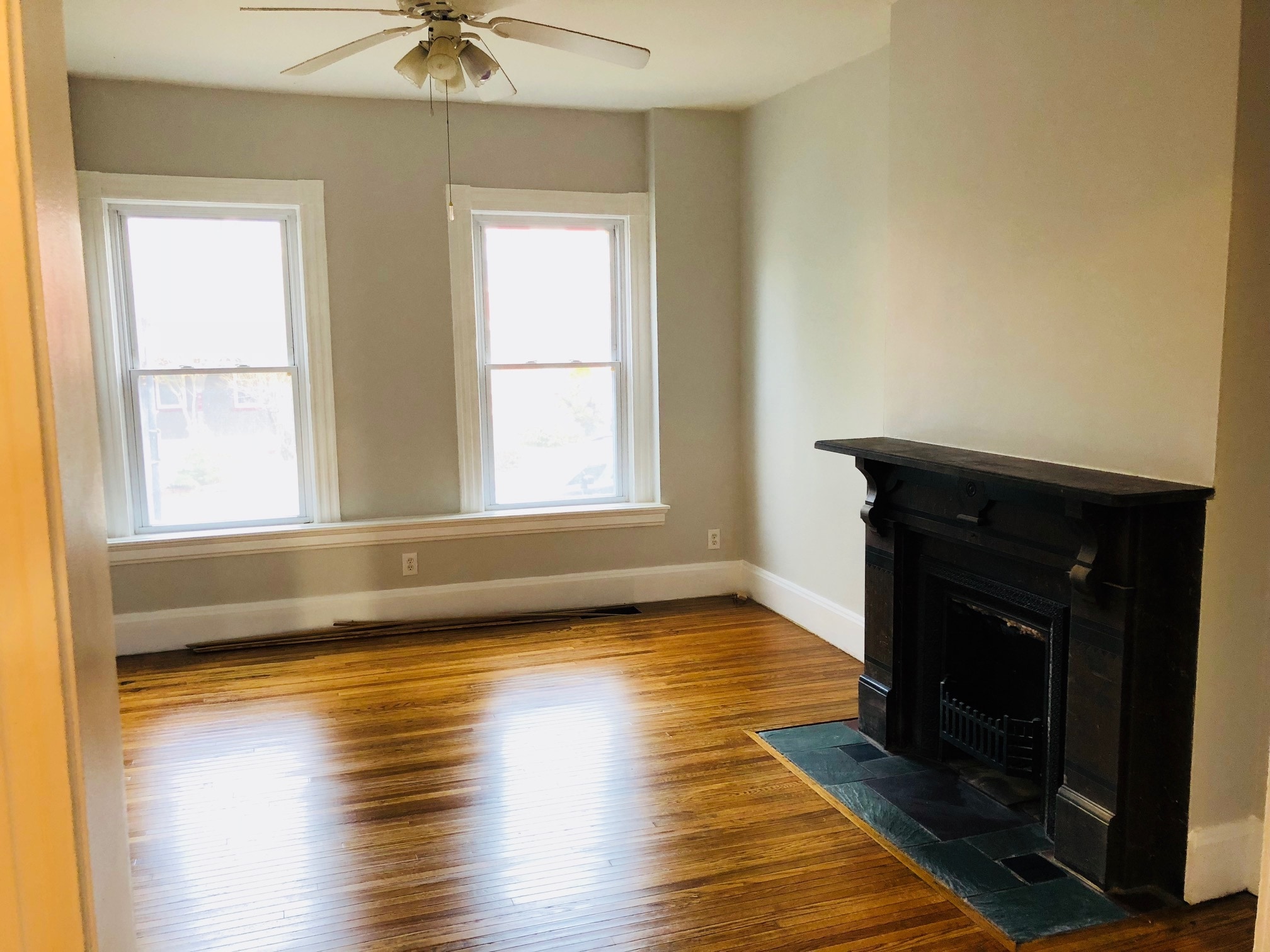 Living room, re-finished hardwood floors - 91 S Washington St.