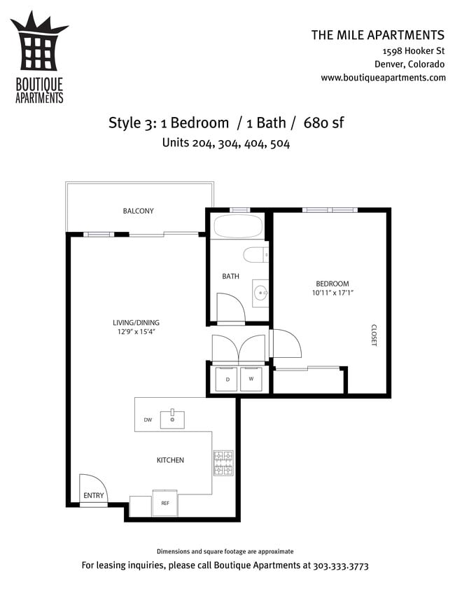 680sqft - The Mile