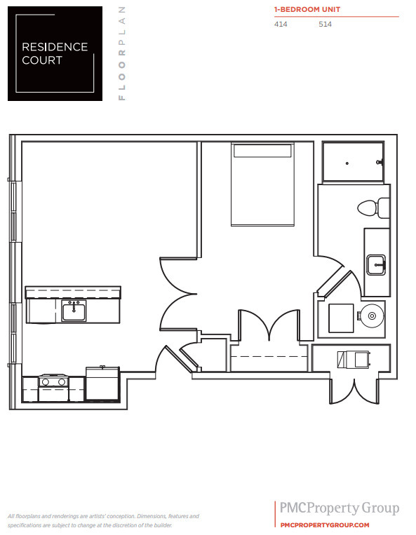 1-BEDROOM UNIT F - Residence Court