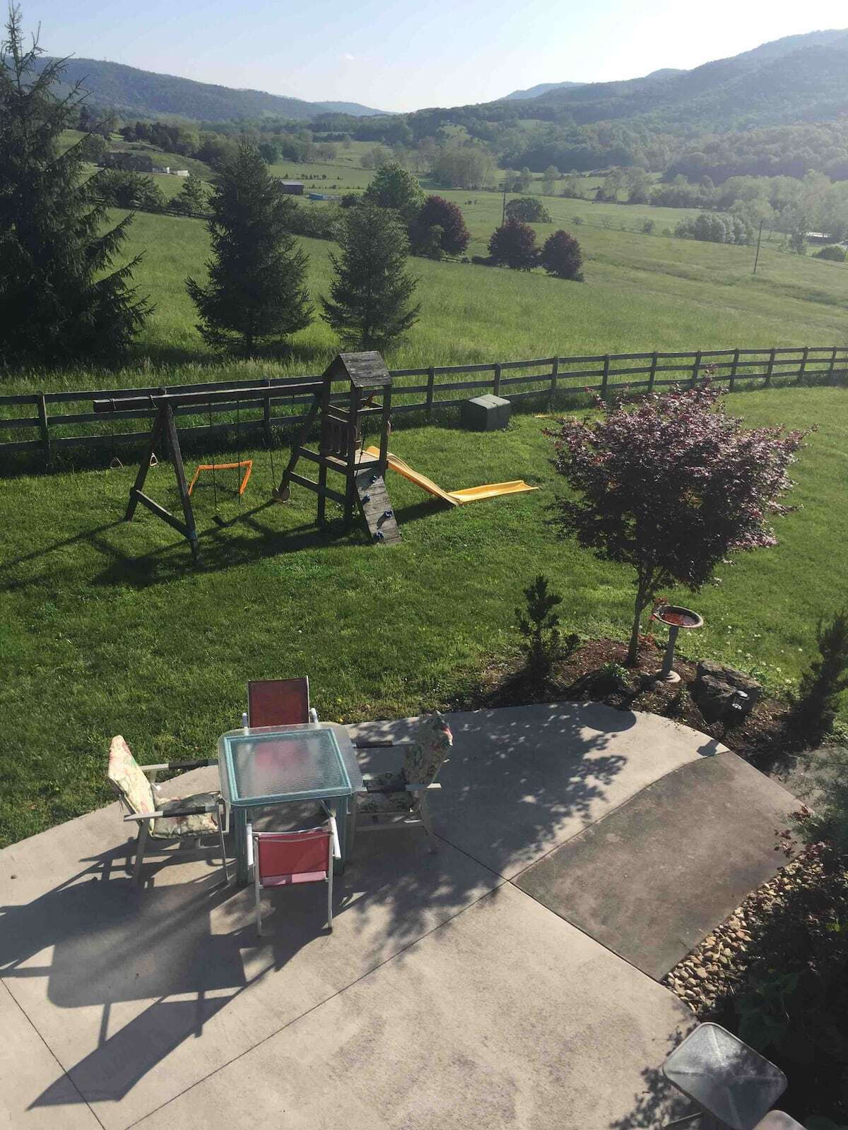 View from apartment window to patio. - 2353 Lusters Gate Rd