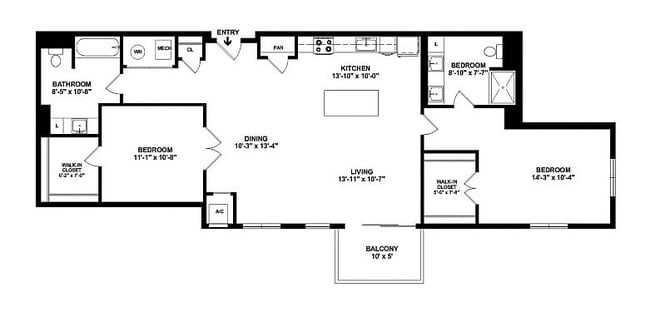 B5 Floorplan with Dimensions - Maple and Main