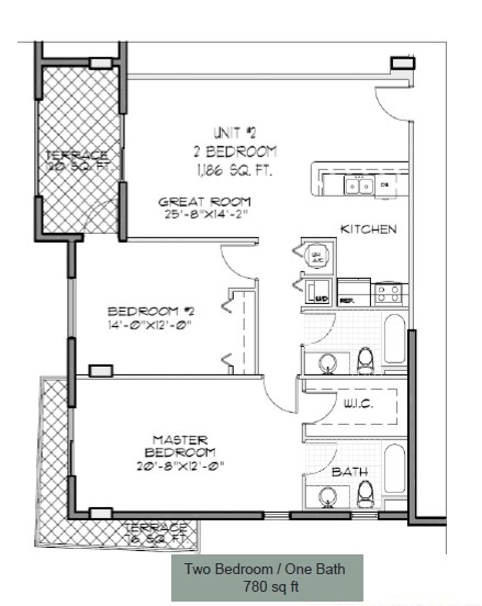 2 Bed/ 2 Bath 780 sq. ft. - Palermo 30